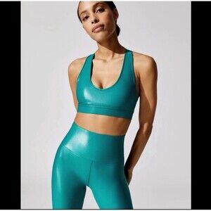 Carbon38 Sports Bra Womens Teal Action 2.0 Takara Shine Shimmer Small Activewear
